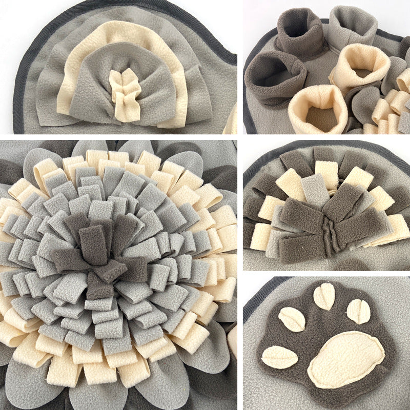 Interactive Dog Snuffle Mat Bone Shape Grey 64x43cm - Slow Feeder & Foraging Puzzle Toy - Washable Fleece Nosework Pad for Anxiety Relief & Mental Stimulation
