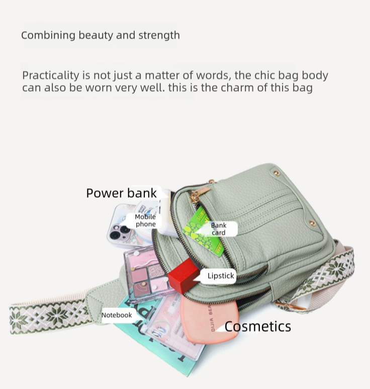 Women's Soft PU Leather Sling Bag Crossbody Chest Purse with Adjustable Boho Strap - Lightweight Multi-Pocket Shoulder Daypack for Travel & Daily Use - Red