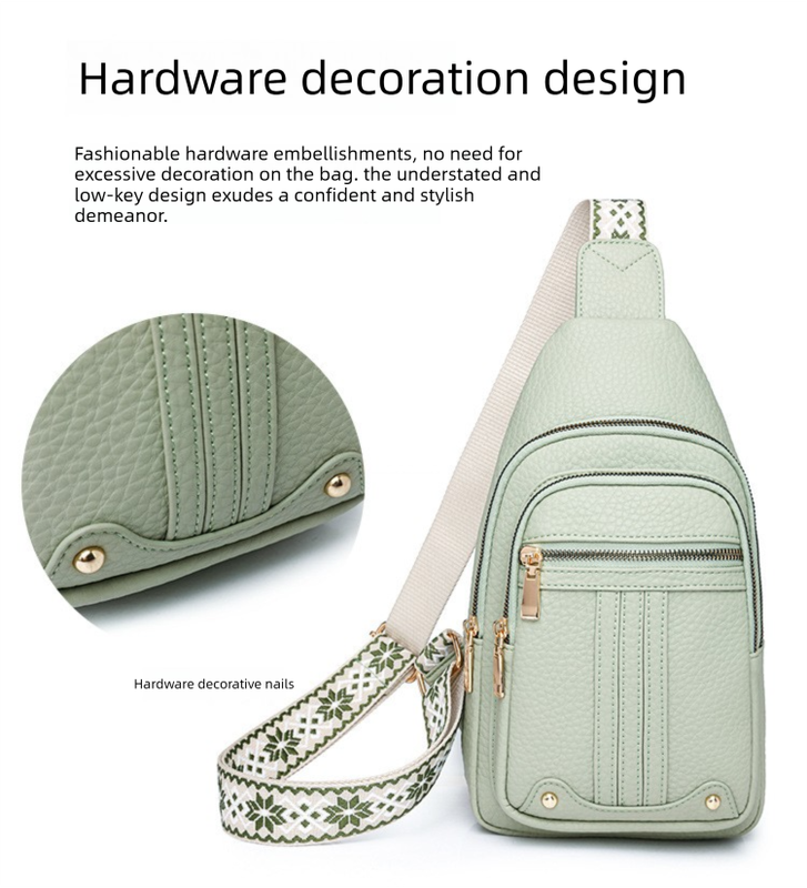 Women's Soft PU Leather Sling Bag Crossbody Chest Purse with Adjustable Boho Strap - Lightweight Multi-Pocket Shoulder Daypack for Travel & Daily Use - Red