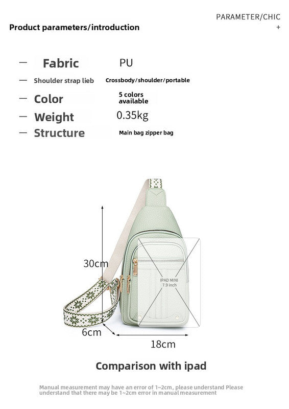 Women's Soft PU Leather Sling Bag Crossbody Chest Purse with Adjustable Boho Strap - Lightweight Multi-Pocket Shoulder Daypack for Travel & Daily Use - Red