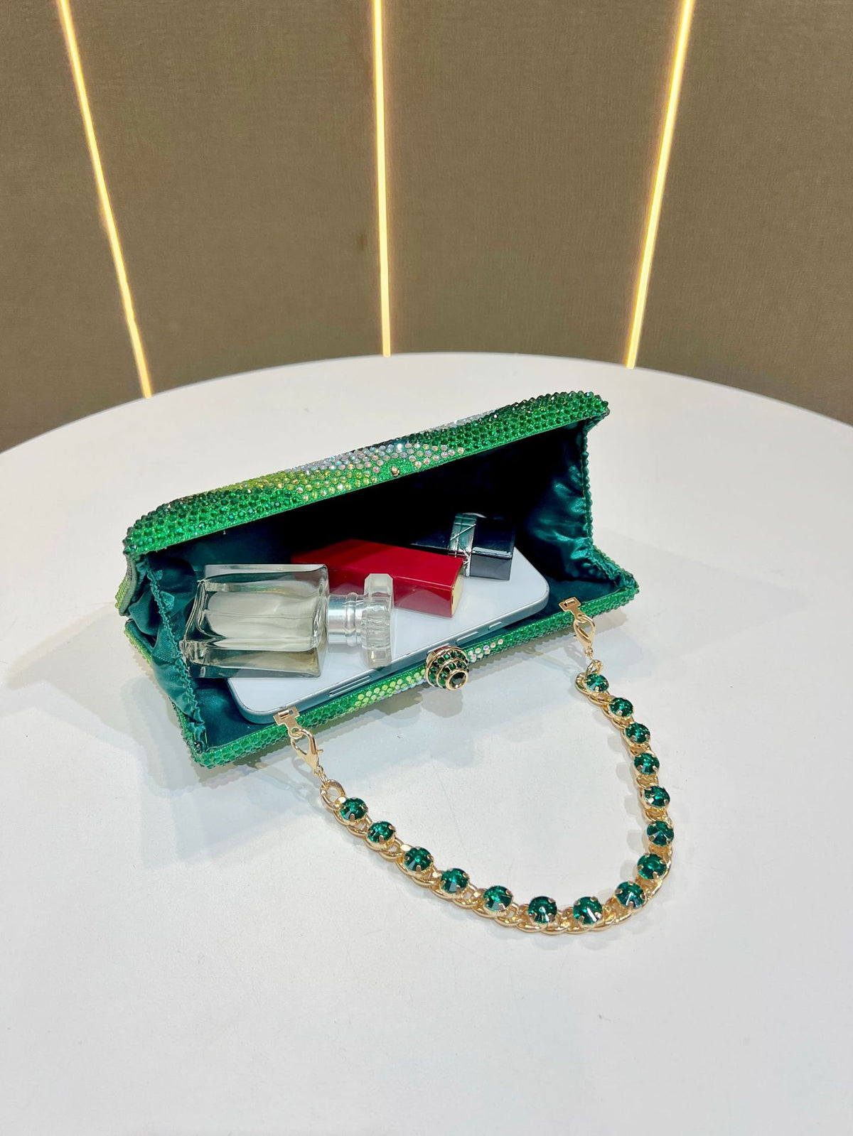 Luxury Golden Rhinestone Evening Clutch Bag Women Crystal Sparkle Formal Purse with Chain Strap for Wedding Party Prom