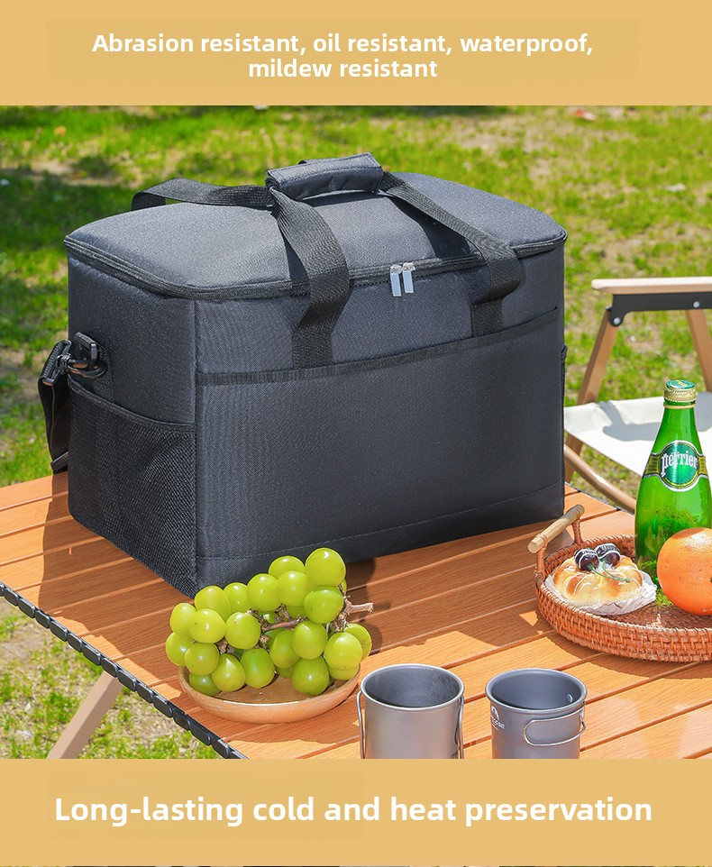 Small Insulated Lunch Bag 10L Cooler Tote Box with Shoulder Strap Leakproof Thermal Meal Prep Carrier for Work School Picnic Black