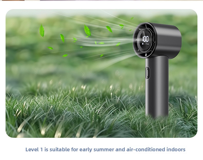 High Speed Handheld Turbo Fan Light Luxury Grey 3 Adjustable Speeds LED Display Portable Personal Cooling Fan Rechargeable for Travel Office Outdoor