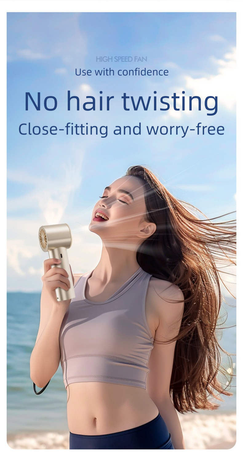 High Speed Handheld Turbo Fan Light Luxury Grey 3 Adjustable Speeds LED Display Portable Personal Cooling Fan Rechargeable for Travel Office Outdoor