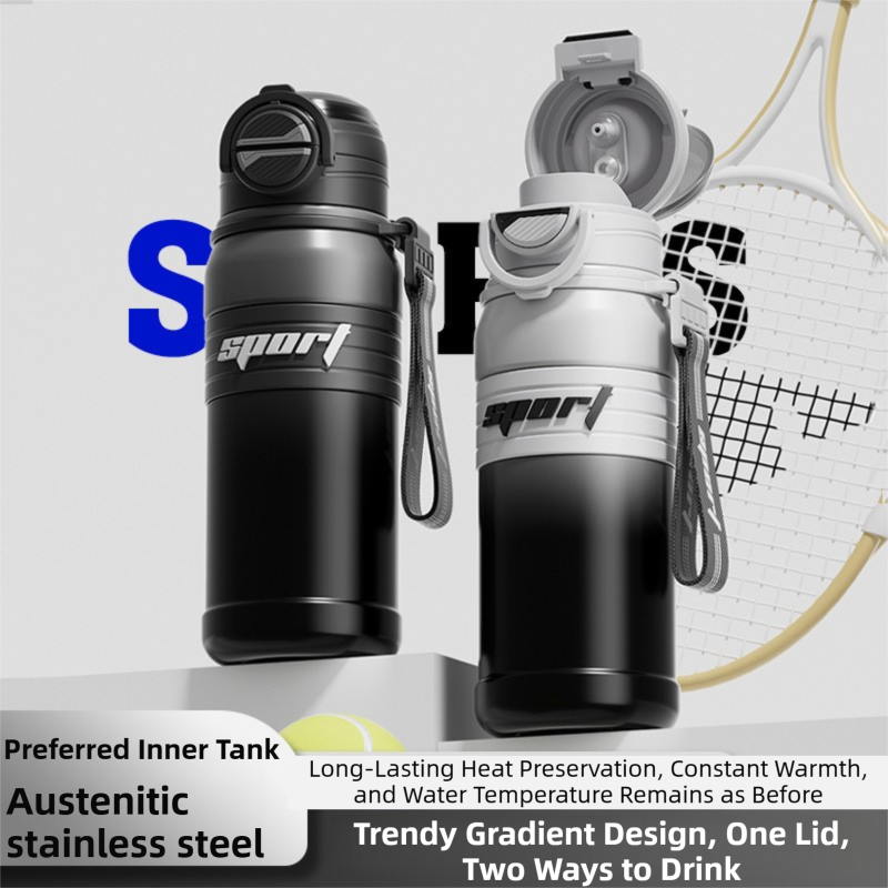 Gradient Green 670ml Large Capacity Sports Insulated Tumbler - 316 Stainless Steel Straw Water Bottle, Dual-Use Lid for Travel & Outdoors