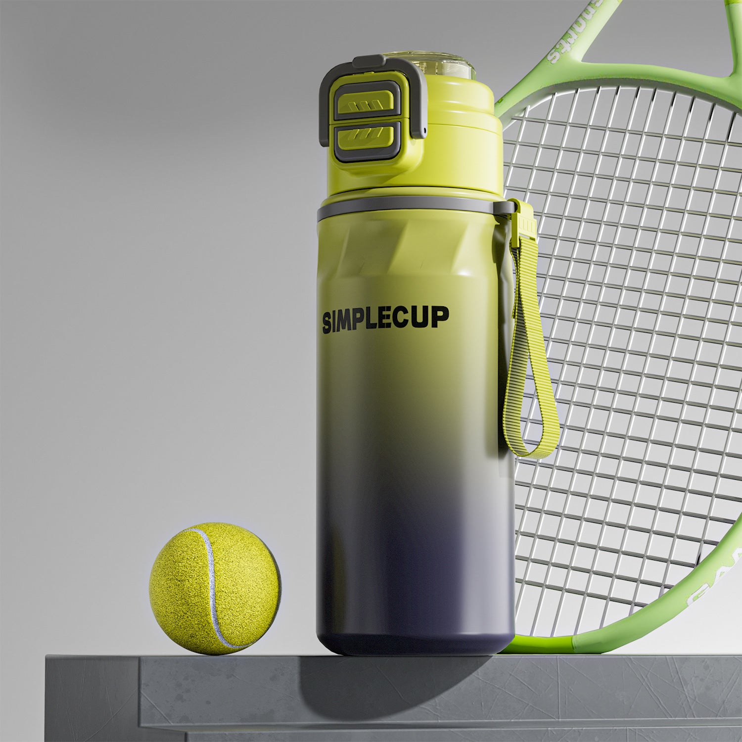 2-Pack Gradient Green 670ml Large Capacity Sports Insulated Tumbler - 316 Stainless Steel Straw Water Bottle, Dual-Use Lid for Travel & Outdoors