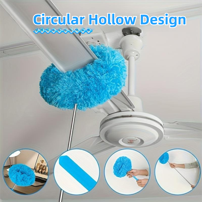 2-Pack Purple Telescopic Electrostatic Duster with 360° Hollow Ring Design - Fan Blade Cleaner, High Reach Dust Removal, Multi-Purpose