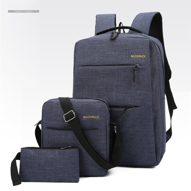 Blue 3-PCS Multi-Functional & Lightweight Backpacks Set for Students - Large Capacity Durable Travel Daypack with USB Charging Port, Fit in 14-Inch Laptop Bag