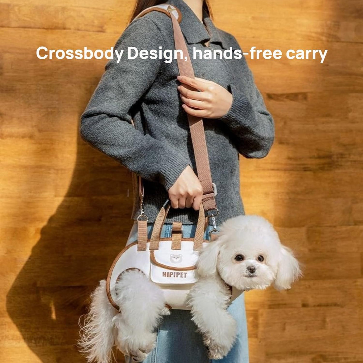 Beige 4-in-1 Multi-Functional Pet Carrier Bag with Detachable Strap & 1.5M Traction Rope - Lightweight Breathable Travel Sling for Cats & Dogs - Sizes S(Up to 4kg)