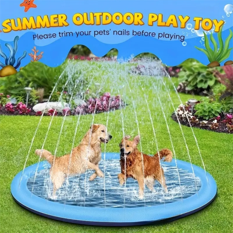 Portable Outdoor 1M Splash Pad for Pets & Kids(Alphabet Style) - Summer Cooling Fountain for Backyard & Garden