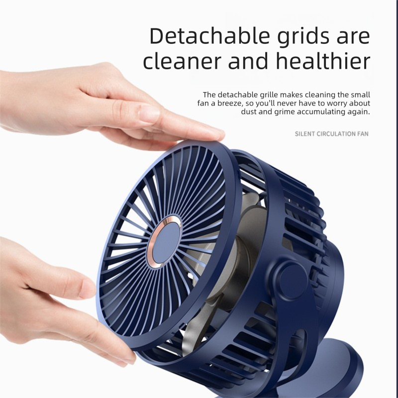 Black 10000mAh Portable Clip on Fan with 720 Degree Rotation 4 Speeds for Stroller Kitchen Office Desk Quiet Rechargeable Cooling Solution for Local Homes