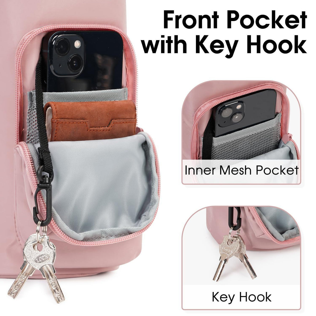 Purple Insulated Water Bottle Carrier with Shoulder Strap – Portable Sleeve for Large Bottles, Featuring Front Pocket and Key Hook