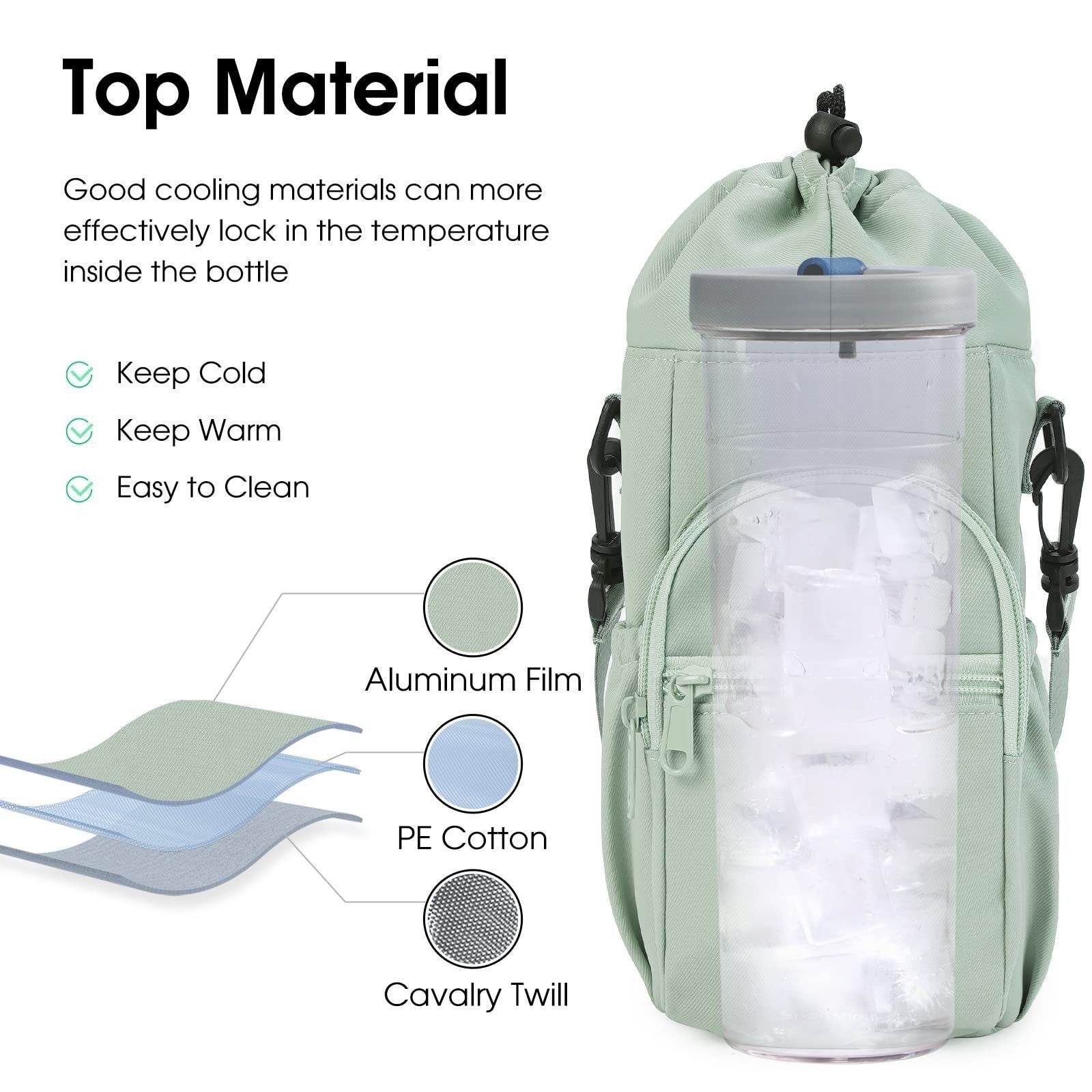 Purple Water Bottle Carrier with Drawstring Closure β Adjustable Shoulder Strap, Front Pocket, and Side Storage for Daily Use