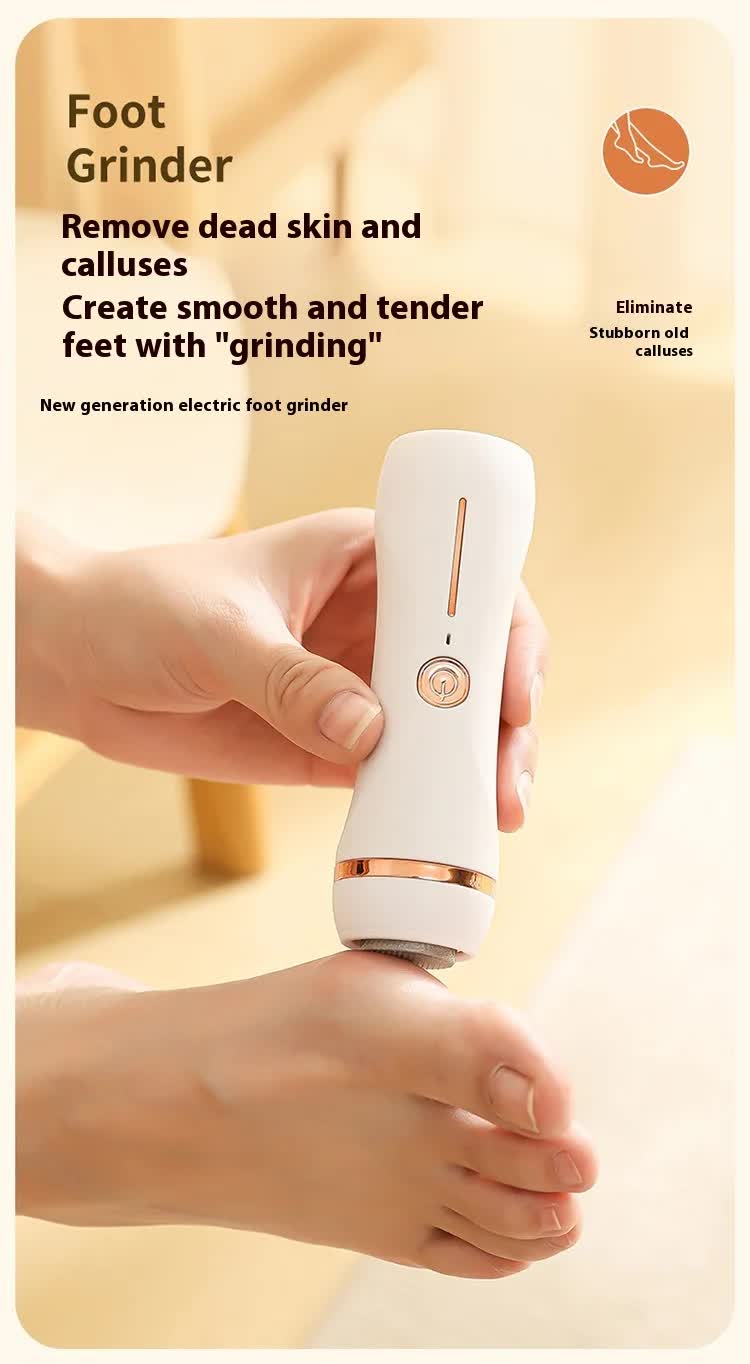Electric Foot Callus Remover Rechargeable Pedicure Tool with 3 Grinding Heads Portable Dead Skin Exfoliator Ivory White