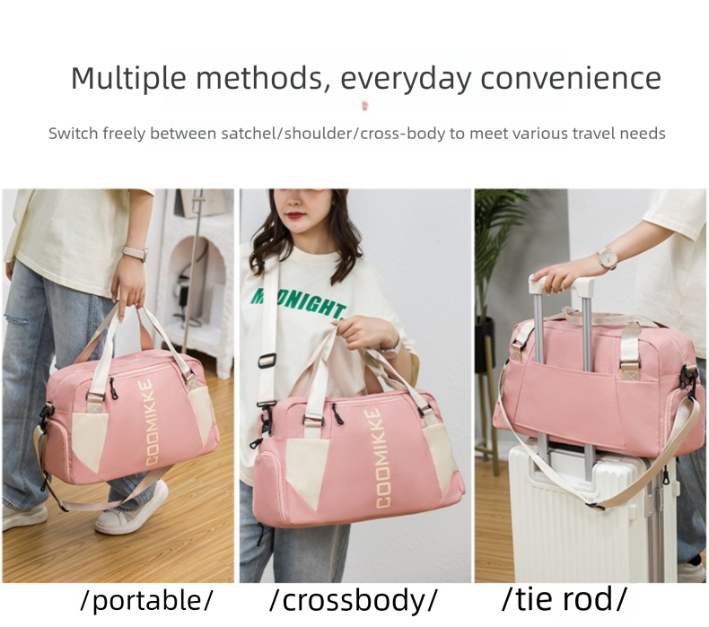 Large Travel Duffle Bag Gym Sports Weekender with Shoe Compartment Wet Pocket Lightweight Carry On Luggage Bag (Pink)