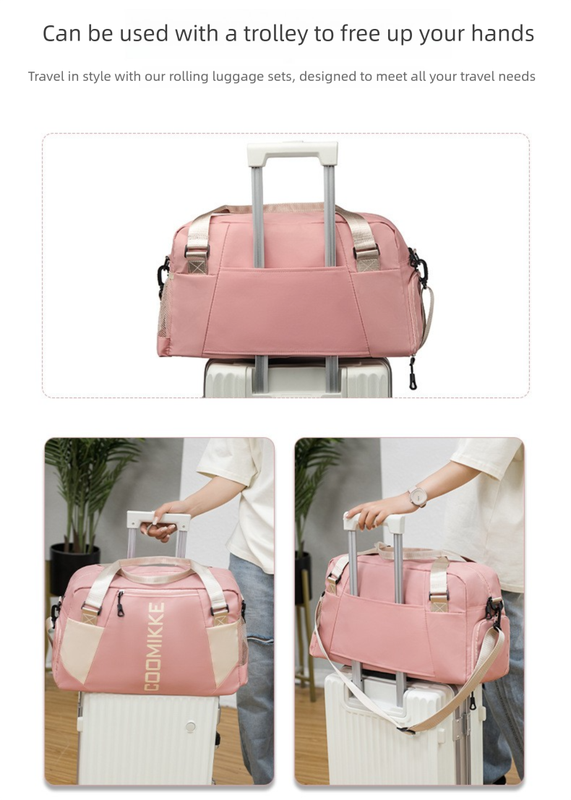 Large Travel Duffle Bag Gym Sports Weekender with Shoe Compartment Wet Pocket Lightweight Carry On Luggage Bag (Light Purple)