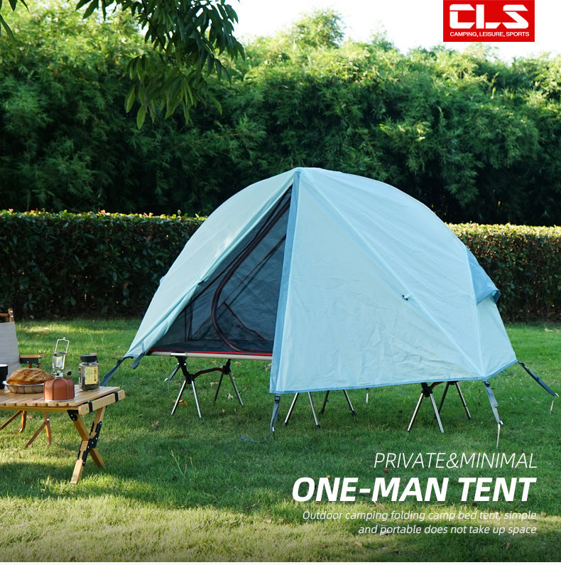 Single Person Off-Ground Camping Tent Portable Folding Bed Cover with Mosquito Net UV-Resistant Fishing Tent Black