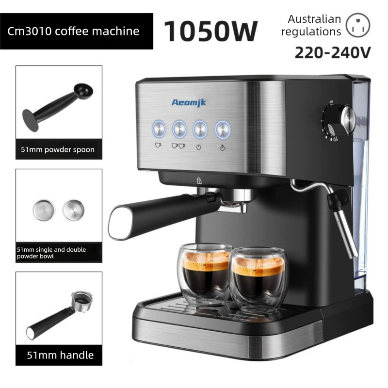 Premium Espresso Coffee Machine with Touch Control Panel & Steam Milk Frother 1050W Stainless Steel CM3010 (AU Plug)
