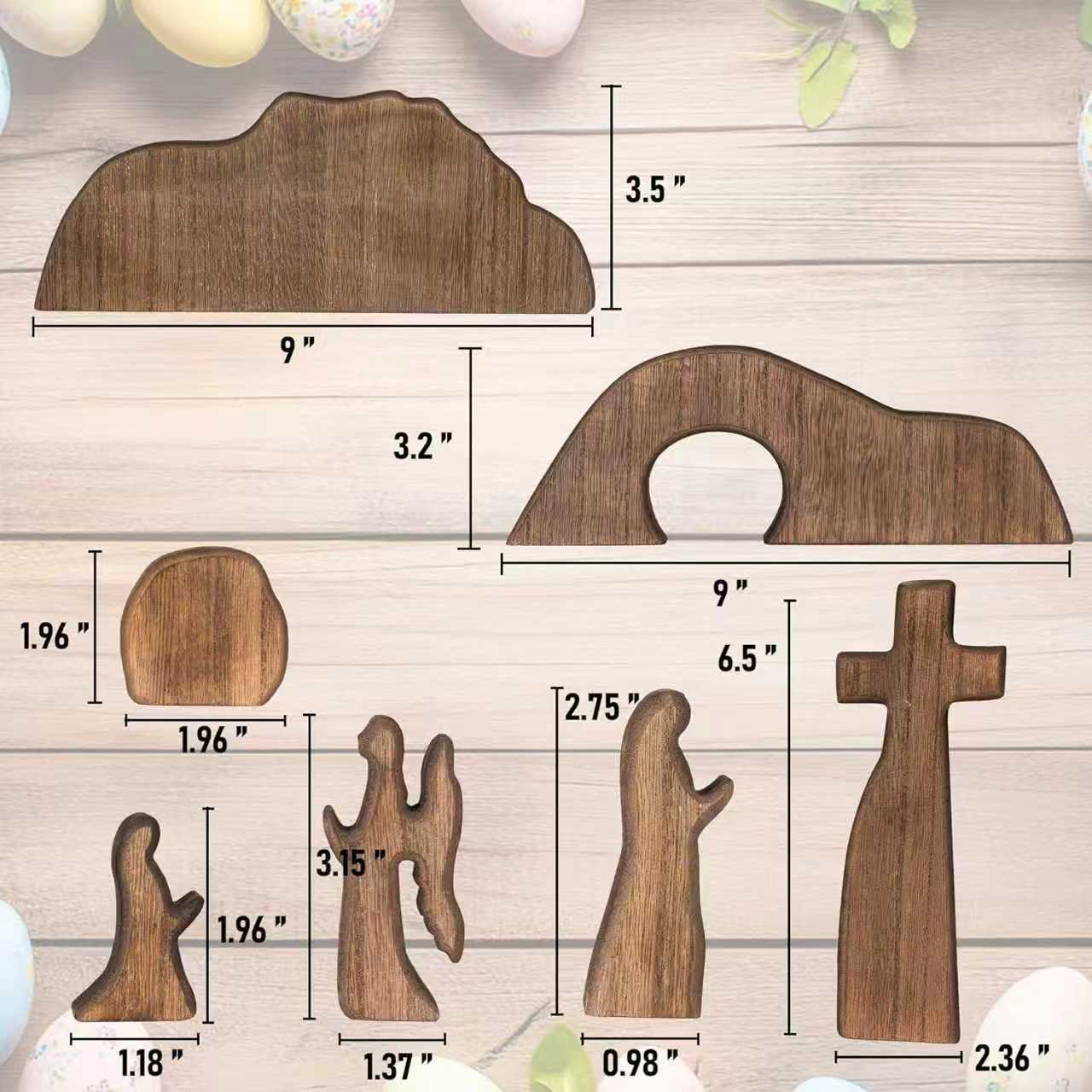 Easter Resurrection Scene Set Mini Wooden Figurine Ornament β Handcrafted Cross & Tomb Creative Tabletop Decoration