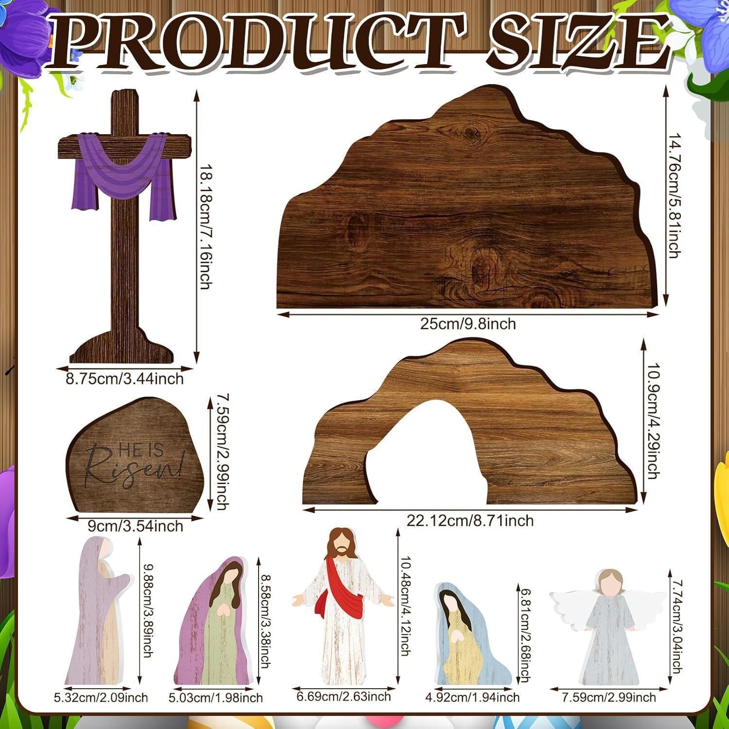 Easter Resurrection Scene Set Mini Wooden Figurine Ornament β Detailed Cross & Empty Tomb Creative Tabletop Decoration