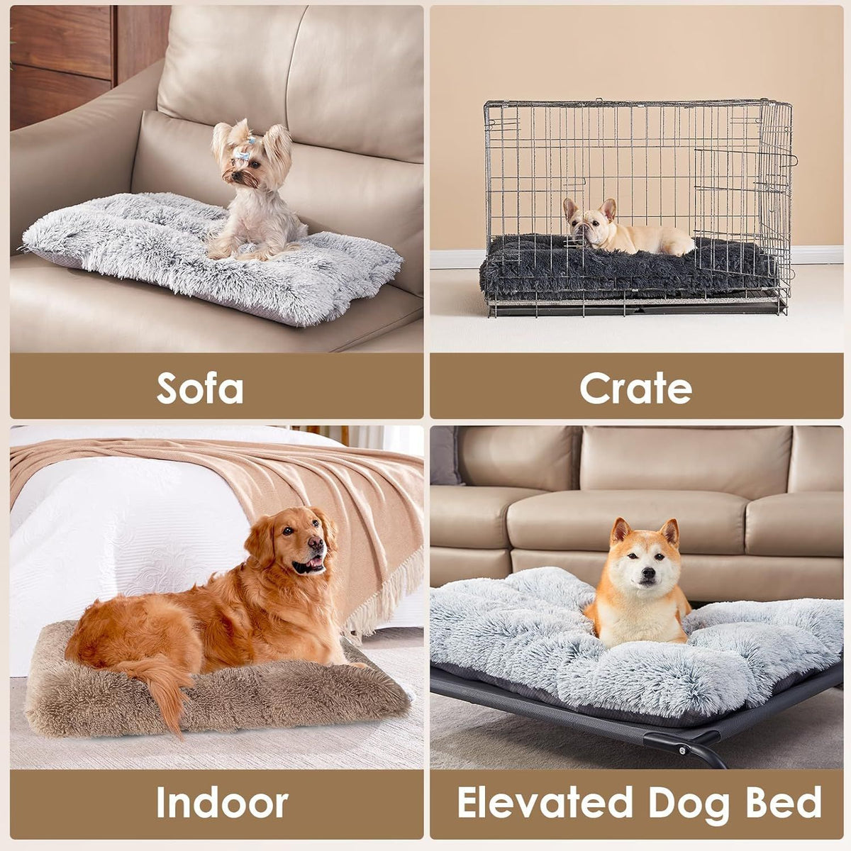 Luxury Long Plush Pet Bed Mat Faux Fur Crate Pad 80x55cm Pink Soft Warm Cushion for Medium to Large Dogs