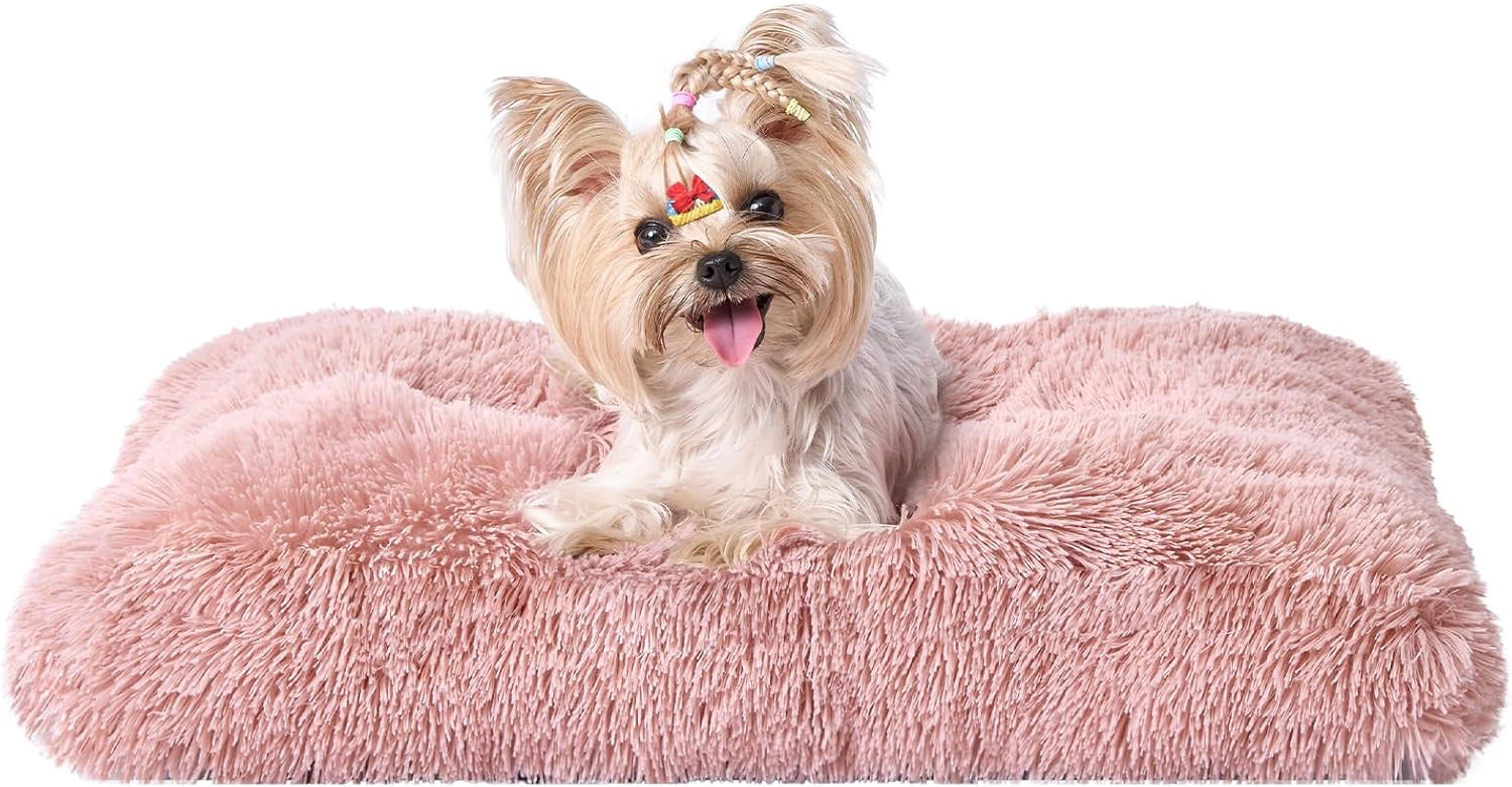 Luxury Long Plush Pet Bed Mat Faux Fur Crate Pad 110x75cm Pink XXL Soft Warm Cushion for Giant Dogs