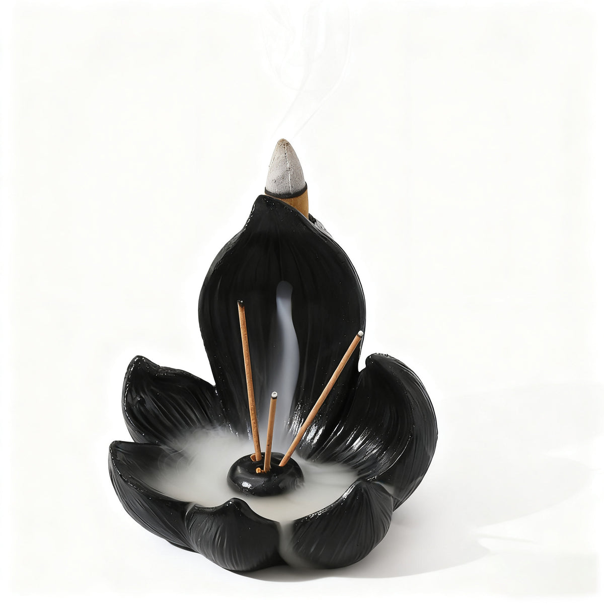Gold Zen Lotus Waterfall Backflow Aroma Diffuser - Premium Elegant Resin Craft for Meditation & Yoga, 10cm Compact Design