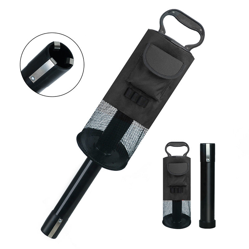 Black Lightweight Golf Retriever with Detachable No-Bend Shag Tube & Mesh Bag Holding Up to 70-Ball
