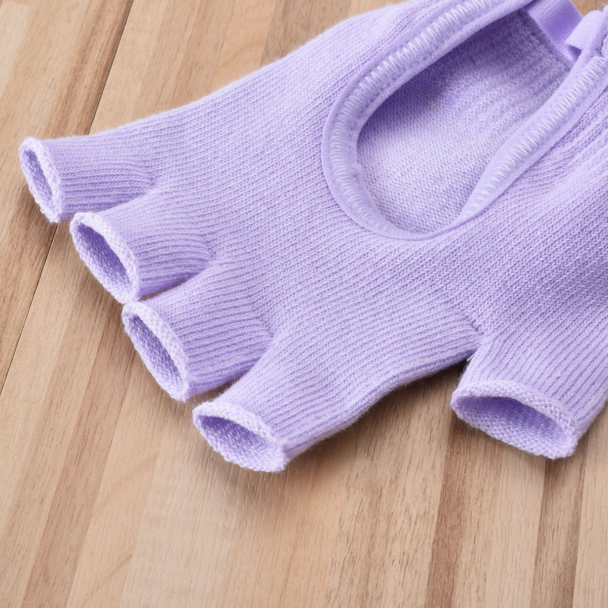 Blue 2-Pack Women's Non-Slip Yoga Gloves - Open Back Half Finger Cotton Stretchy Grip Gloves for Aerial Yoga, Pilates, and Fitness