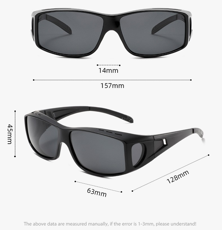Lightblue-grey 2PCS Men's Polarized Fitover Sunglasses | Wrap-Around Driving Glasses | Wear Over Prescription Eyewear | Dust and Wind Protection