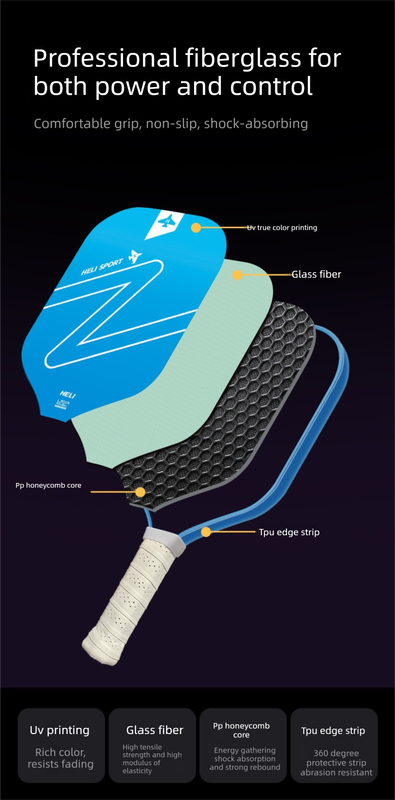 Green Gradient Pickleball Paddle Set - Fiberglass Paddles with PP Honeycomb Core, 2 Paddles 4 Balls & Carry Bag