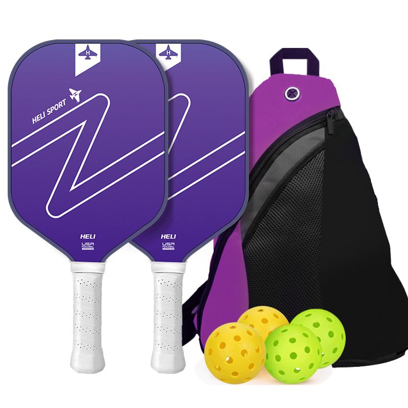 Purple Gradient Pickleball Paddle Set - Fiberglass Paddles with PP Honeycomb Core, 2 Paddles 4 Balls & Carry Bag