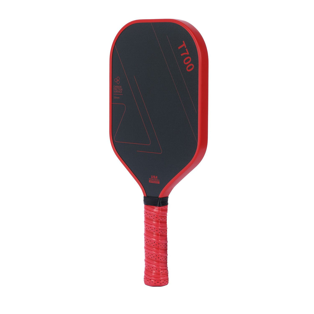Red and Black T700 Carbon Fiber Pickleball Paddle Set - 16mm Textured Matte Finish with Oxford Carry Bag & PE Balls