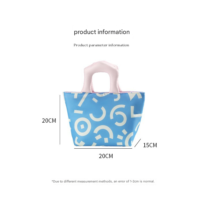 Purple Insulated Lunch Bag – Multi-Color Printed Tote with Padded Handle for Students & Office Workers