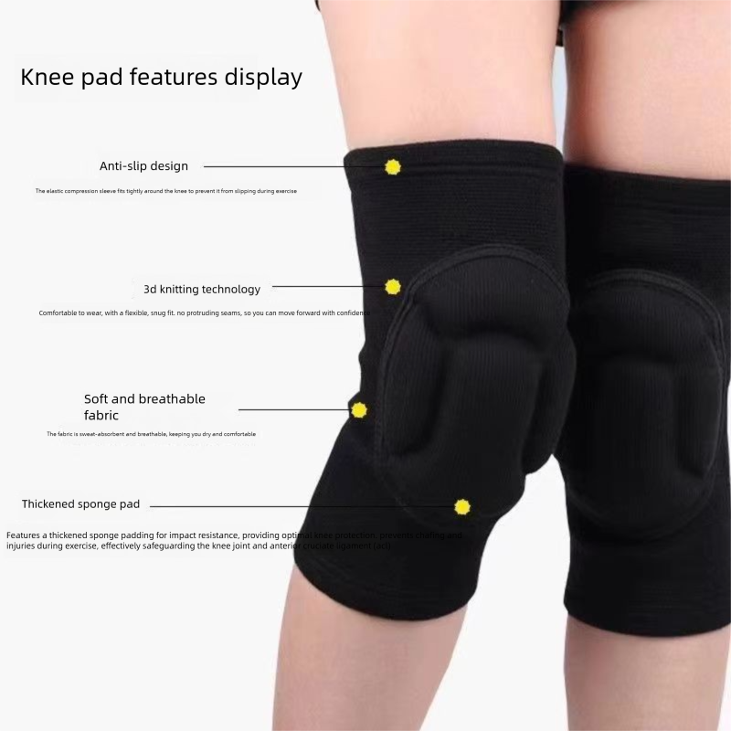 Size M Black Protective Sponge Knee Pads for Cycling and Climbing Impact Resistant Guard Pair for Sports and Roller Skating Comfort Solution for Local Athletes(1 Pair)