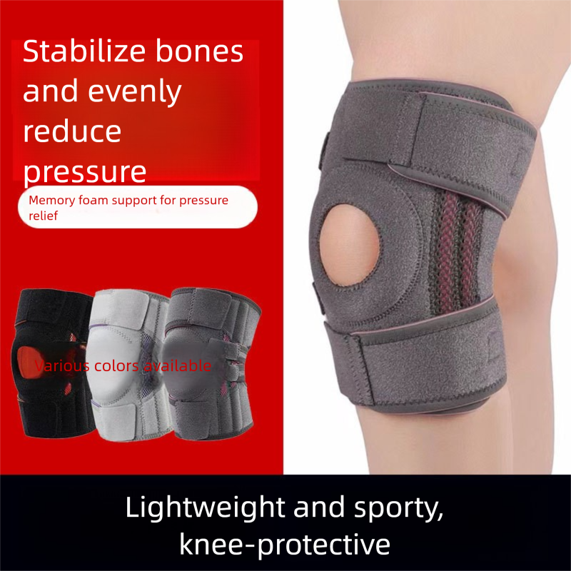 Grayish purple Adjustable Open Patella Knee Brace with Spring Support and Compression Straps for Basketball Squats and Running Joint Protection for Local Athletes