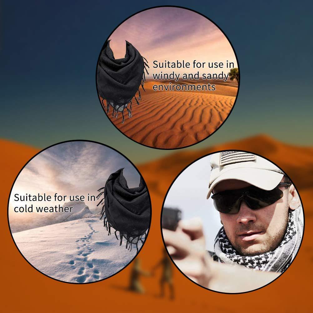 Black and Gold 110x110CM Military Shemagh Cotton Tactical Desert Scarf - Versatile Protective Face Mask and Head Wrap for Motorcycling, Paintball & Outdoors