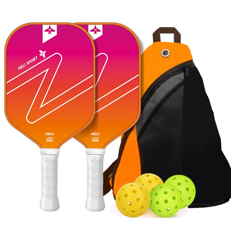 Gradient Orange Fiberglass Pickleball Paddle Set - USAPA High-Rebound Dual Rackets (TPU Edge), 4 Outdoor Balls & Triangle Carry Case for Outdoor Play