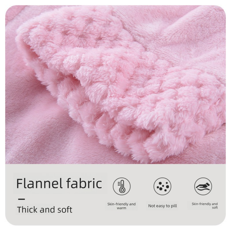 Pink M size Plush Flannel Robe for Couples - Thickened Warm Bathrobe with Shawl Collar, Soft Fleece Material, Unisex Long Style for Winter Home Wear