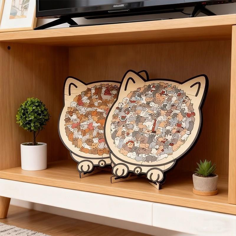 2PCS Colorful puppy and cat Collection Puzzle - Irregular Shaped Jigsaw with Adorable Kitten Pieces, Stacking Display Stand - Cute Home Decor & Brain Teaser for Ages 6+ - Unique Gift for animal Lovers