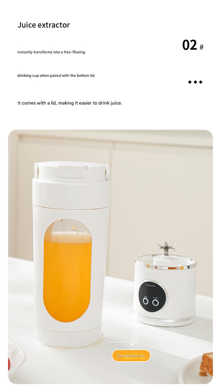 Yellow 3.7V Portable Blender 700ml Wireless Juicer Cup - 12 Blade USB Rechargeable Smoothie Maker with LED Display - Personal Fruit Mixer with Safety Lock - BPA Free Travel Blender for Home Office Outdoor