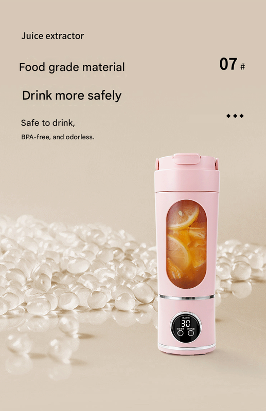 Yellow 3.7V Portable Blender 700ml Wireless Juicer Cup - 12 Blade USB Rechargeable Smoothie Maker with LED Display - Personal Fruit Mixer with Safety Lock - BPA Free Travel Blender for Home Office Outdoor