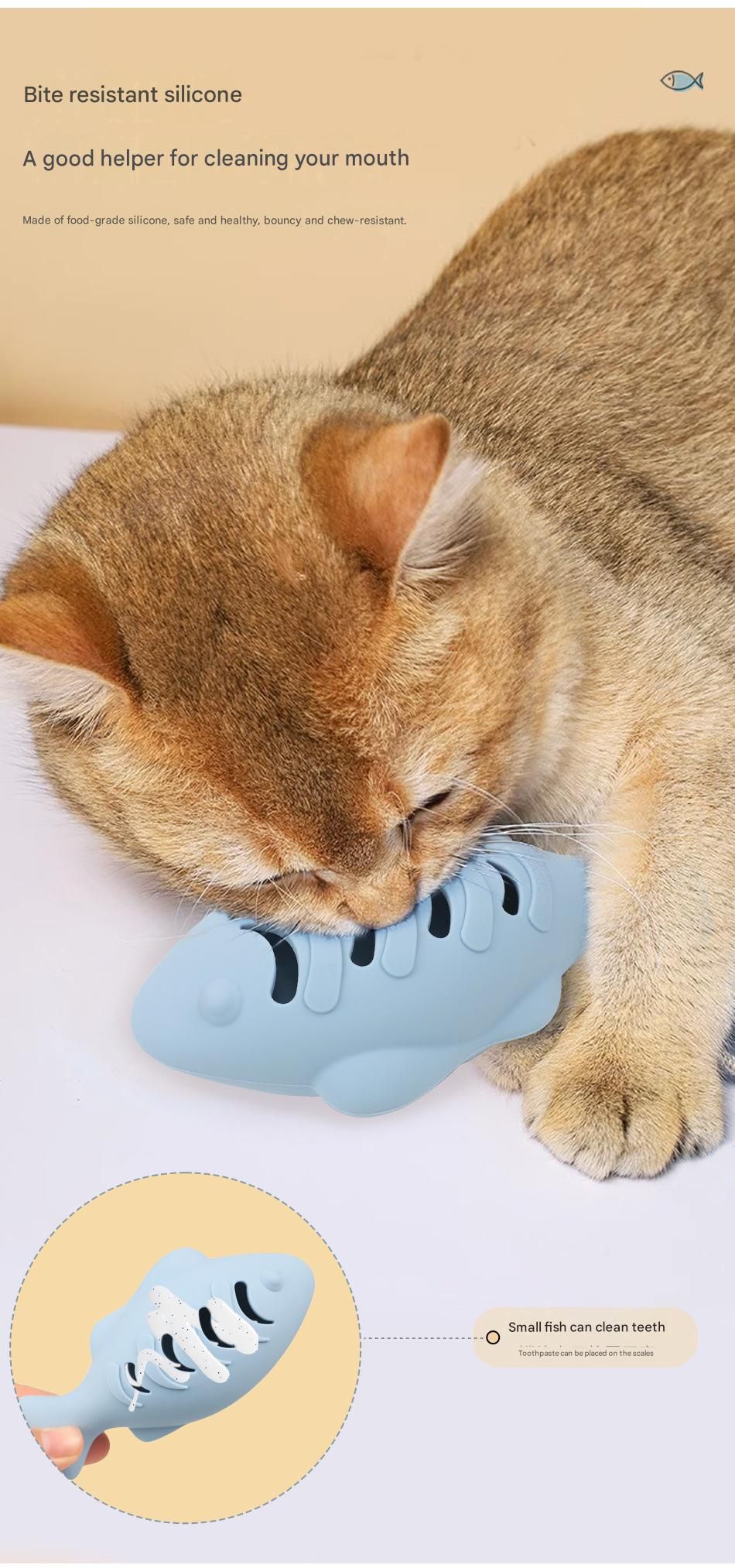 2-piece Blue Fish-Shaped Silicone Cat Toy and Catnip– 3-in-1 Interactive & Self-Entertaining Toy with Catnip/Cat food, Dental Care & Hairball Relief – BPA-Free, Food-Grade Safety