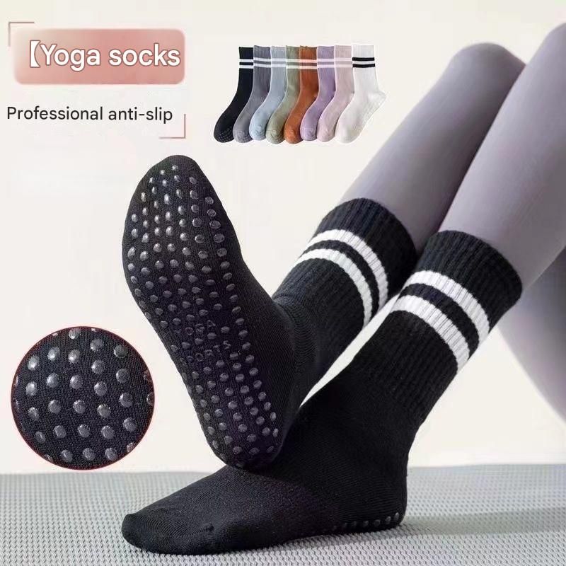 3-Pack Anti-Slip Yoga Socks - Grippy Non-Slip Pilates Dance Fitness Socks for Women(Black, white, dark grey)