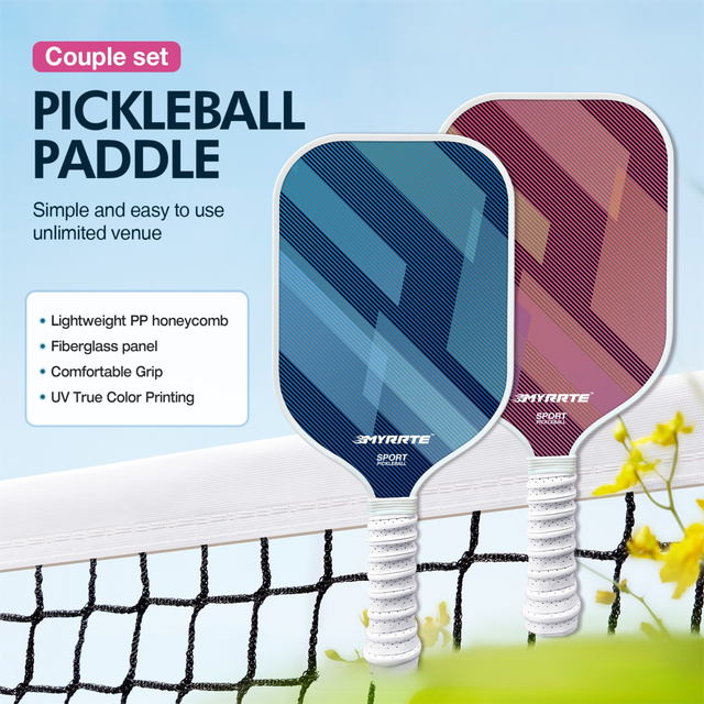 Fantasy Purple Striped Fiberglass Pickleball Paddle β Lightweight Shock-Absorbing Rackets for Outdoor Play