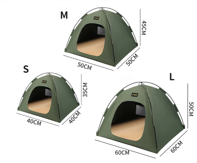 Green All-Weather Portable Pet Tent with Dual-Sided Cushion & Insect-Proof Mesh β L Size 60 x 60 x 50 cm, Waterproof & Sun-Proof Outdoor Four Corner Dome Kennel for Dogs & Cats Travel Camping