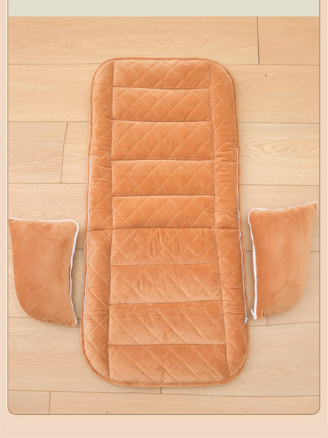 Dark Blue Premium Quilted Plush Integrated Seat Cushion & Backrest – Thickened Lumbar Support Pad with Detachable Armrests, Secure Buckle and Washable Cover for Office Chair Long Sitting