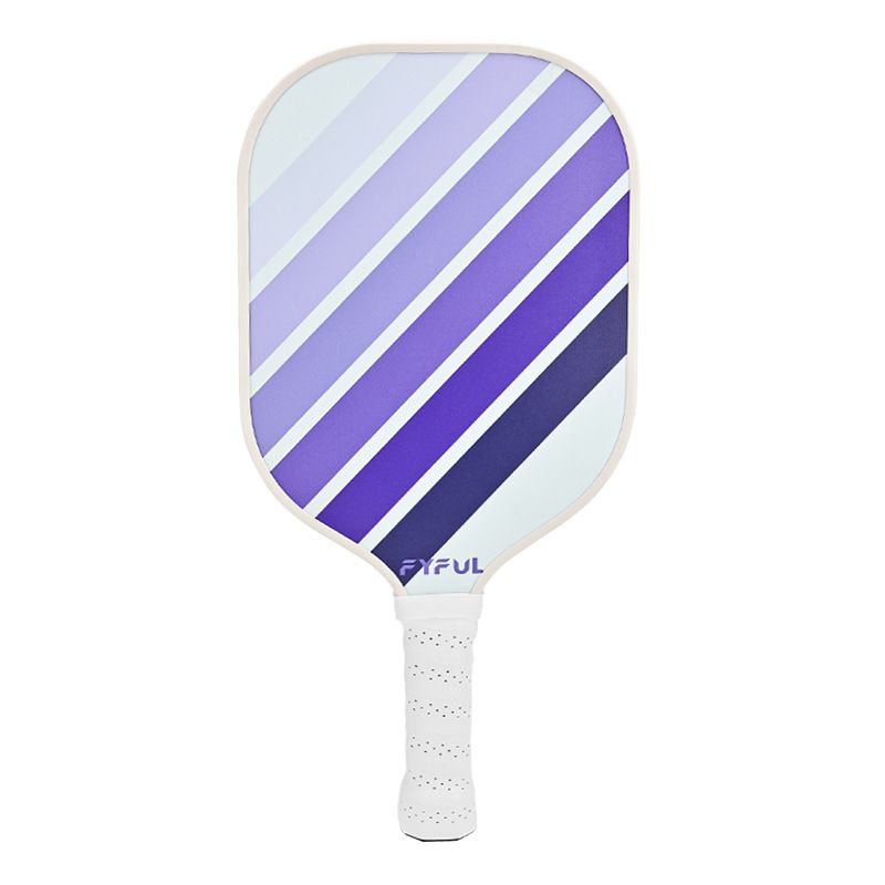 White + Blue + Purple Striped Fiberglass Pickleball Paddle β Ultra Lightweight Pickleball Racket for Outdoor Play with Large Sweet Spot, Shock-Absorbing Silicone Grip and TPU Edge Guard