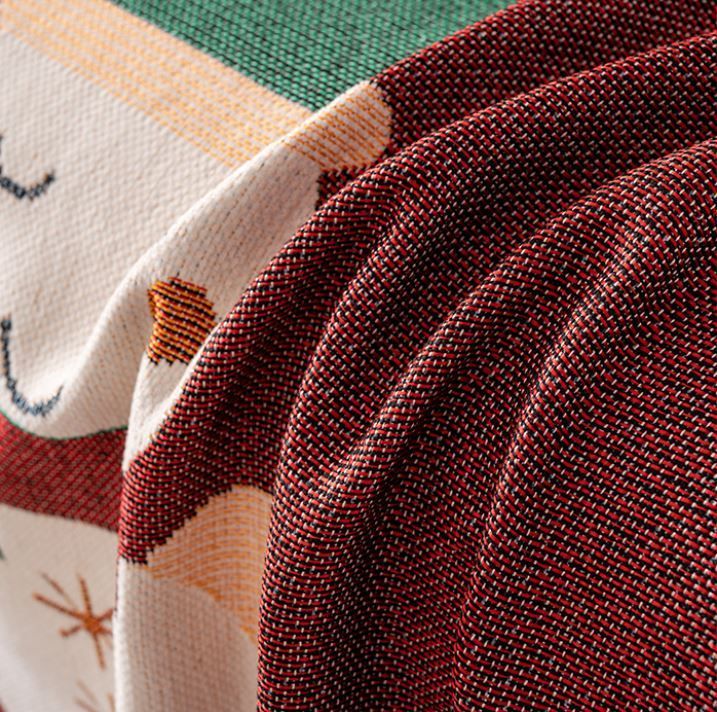 180 x 230 CM Christmas Jacquard Chenille Sofa Cover Throw Blanket with Tassel Fringe (Style 3), Elegant Festive Couch Protector Slipcover for Holiday Home Decor and Multi-Purpose Use