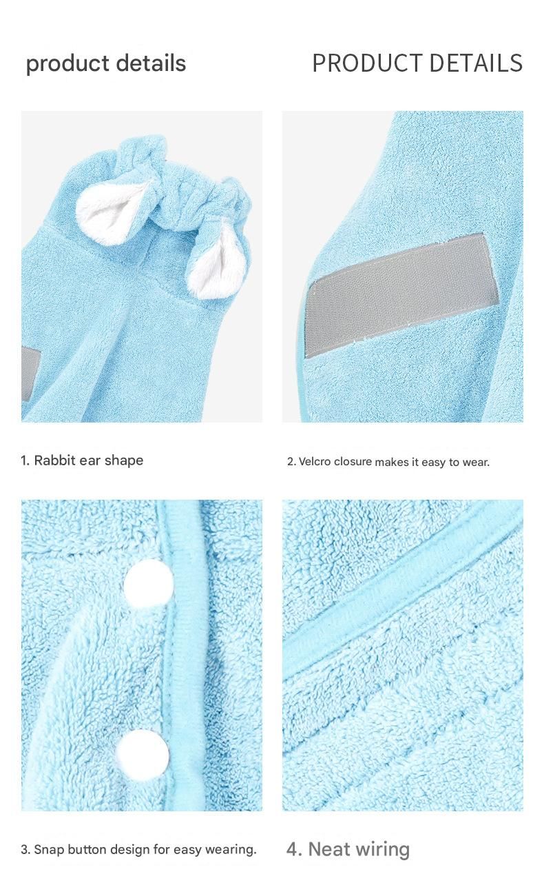 Pink S size Pet Drying Robe with Hood - Quick Dry Coral Fleece Towel for Dogs and Cats, Super Absorbent Bathrobe with Cute Rabbit Ears, Adjustable Fit for All Sizes, Easy to Wear and Machine Washable